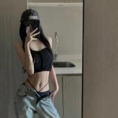 纯欲无痕冰丝黑色细带性感显腰细三角裤 ind 辣妹性感挂腰内裤 夏