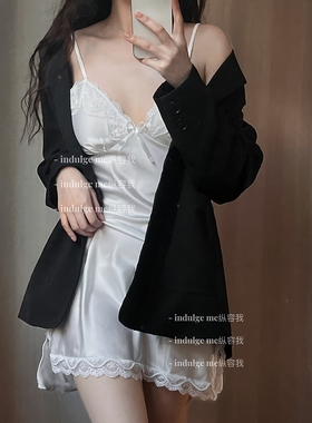 indulge me法式甜茶*春夏法式蕾丝睡衣家居纯欲性感长裙吊带睡裙