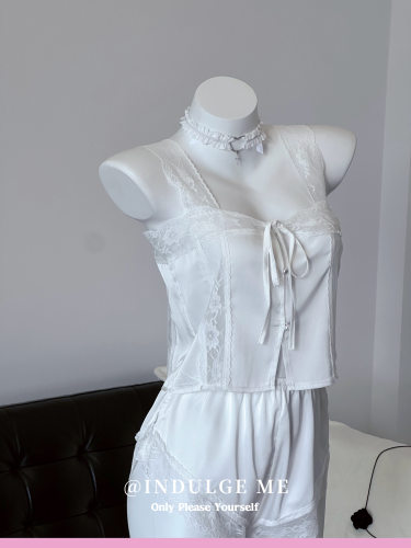 indulgeme法式茉香*法式吊带睡衣女性感冰丝纯欲风两件套居家服