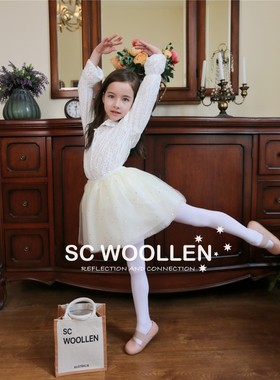 SC Woollen儿童天鹅绒芭蕾袜女童夏季薄款白色舞蹈练功打底女丝袜