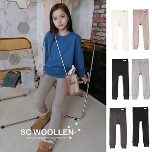 澳洲SC WOOLLEN 女童平纹保暖百搭羊羔绒九分裤 加绒打底裤