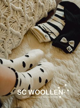 正品授权澳洲SC WOOLLEN设计师款儿童羊毛袜 糖果短袜坑条袜