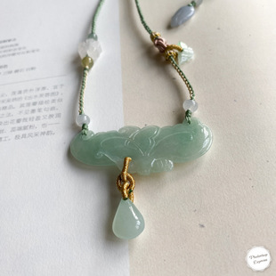 【青莲记】原创设计手工编织缅甸天然A货翡翠浅果绿蝴蝶玉衡项链