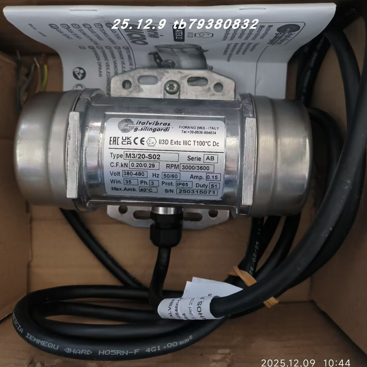 ITALVIBRAS M3/20-S02 电机ROBASE 64.2-V33,3.F-SX