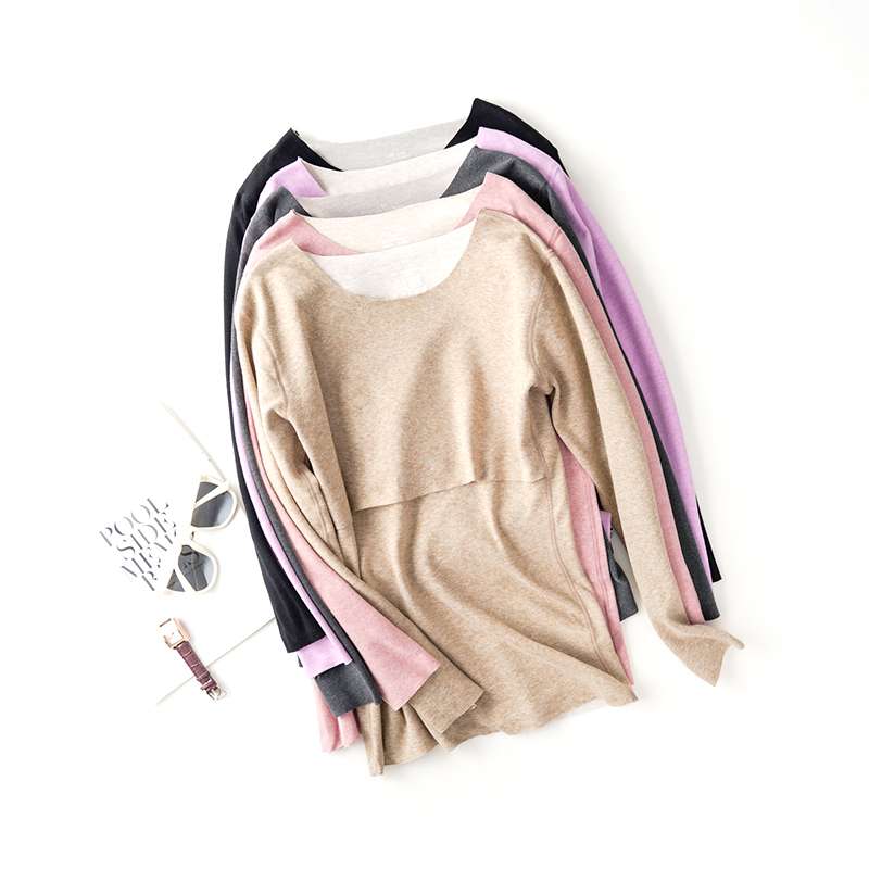 未纪蚕丝羊毛哺乳长袖无痕