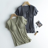 短袖 打底衫 喂奶t恤春夏装 哺乳衣外出孕妇上衣春夏季 免穿文胸薄款