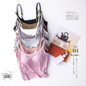 莫代尔短款 吊带抹胸内搭带胸垫露脐免穿文胸一体背心裹胸内衣女夏