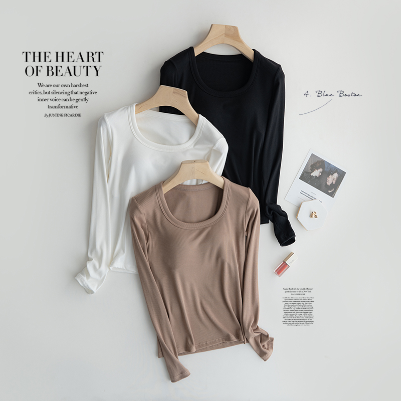 女士带胸垫修身打底衫