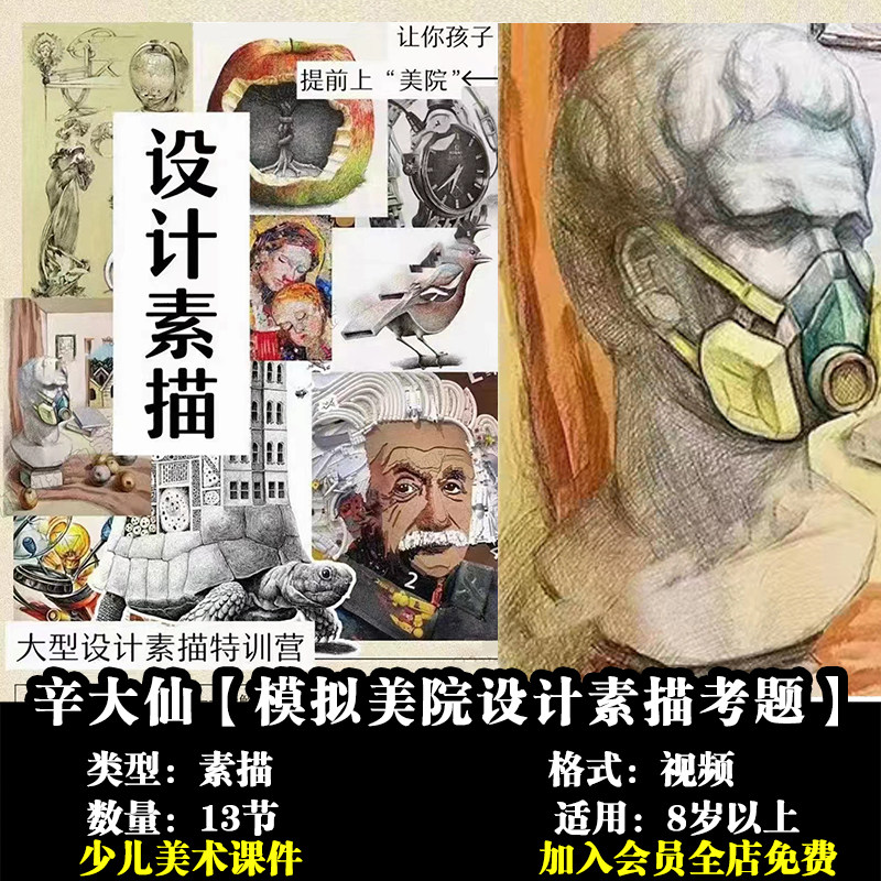 辛大仙【模拟美院设计素描考题】13节视频美术课程素材