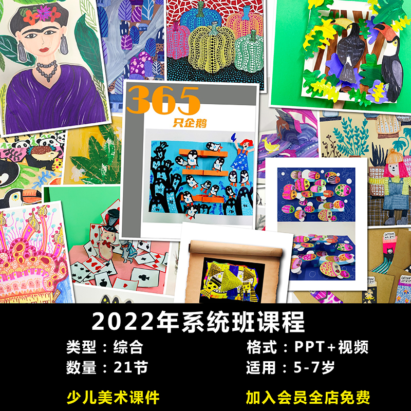 5-7岁少儿美术课件美术机构课程体系儿童绘画21节ppt+视频课件-封面