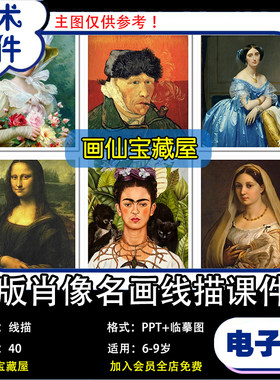 少儿创意名人画像Q版肖像名画40节ppt+视频教程课件色彩美术742