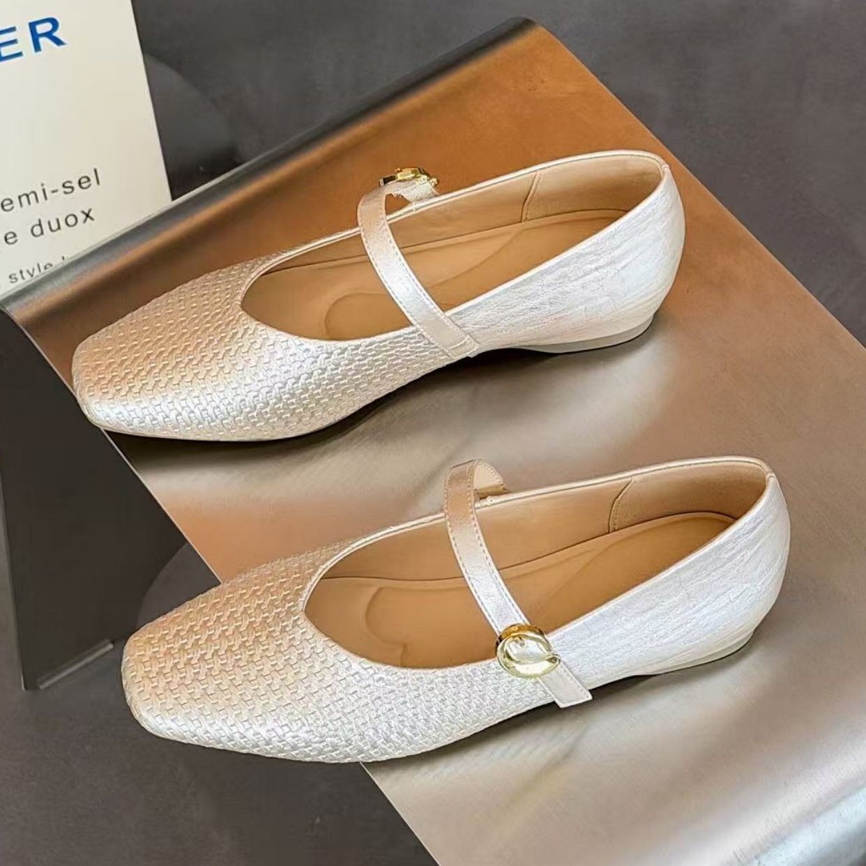 18法式复古风方头玛丽珍鞋女2026年春季新款编织纹理平底百搭单鞋,女鞋,玛丽珍鞋,淘宝优惠券,粉丝福利购,淘宝优惠卷