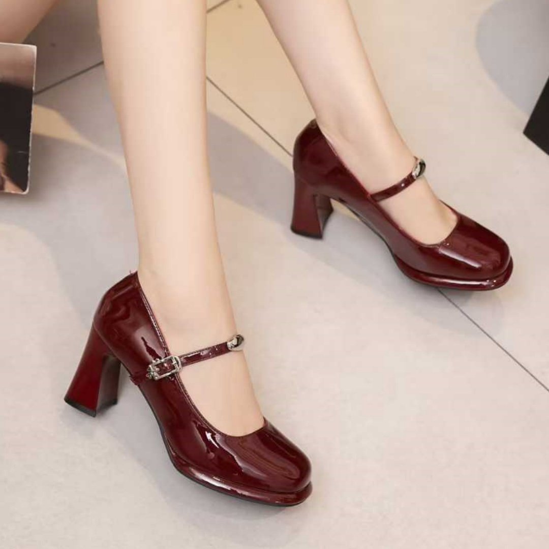83复古风小码玛丽珍鞋女2026年春季新款漆皮粗跟一字带百搭高跟鞋,女鞋,玛丽珍鞋,淘宝优惠券,粉丝福利购,淘宝优惠卷