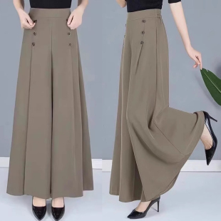 女士裤 清仓捡漏夏季 高腰宽松九分裤 冰丝阔腿裙裤 子垂感大摆裙 薄款