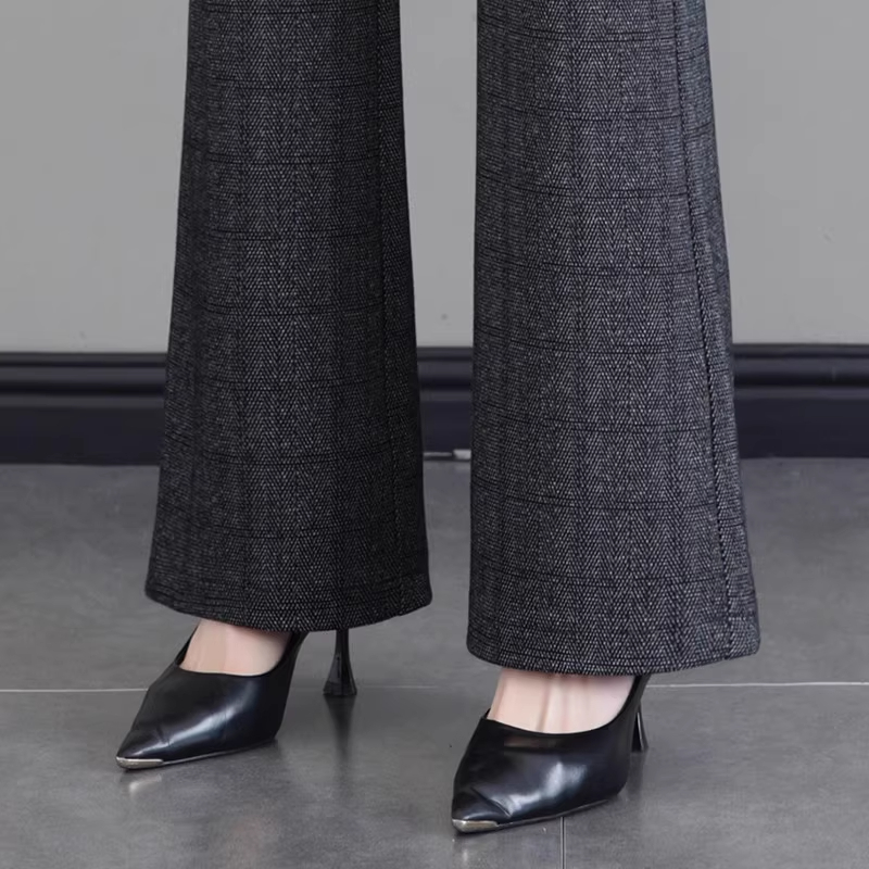 秋冬毛呢裤高腰加绒加厚休闲裤女