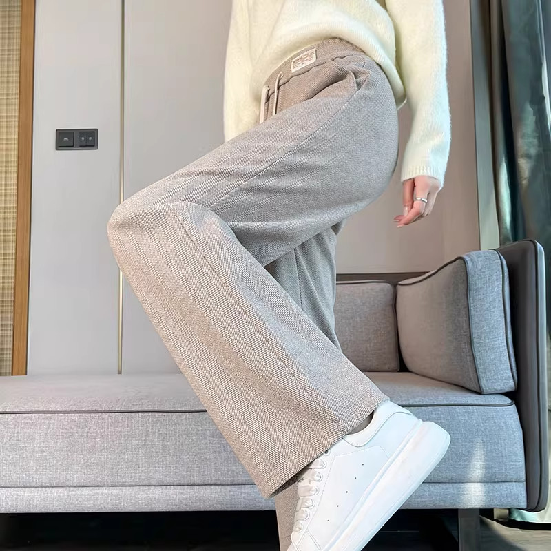 清仓捡漏人字纹毛呢阔腿裤秋冬加绒裤子高腰加厚直筒香蕉窄版女裤,女装/女士精品,大码裤装,淘宝优惠券,粉丝福利购,淘宝优惠卷