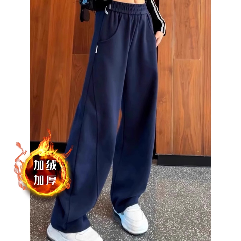 加厚高腰阔腿裤运动宽松休闲卫裤