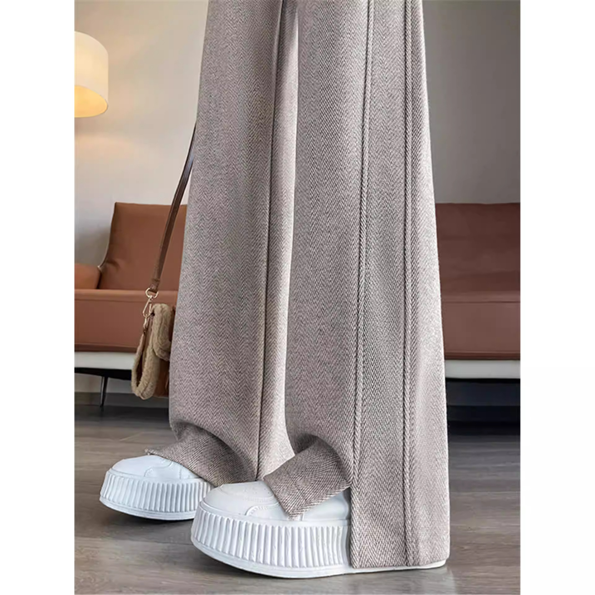 清仓捡漏加绒加厚裤子春秋冬季高腰人字纹阔腿裤宽松休闲直筒女裤,女装/女士精品,大码裤装,淘宝优惠券,粉丝福利购,淘宝优惠卷