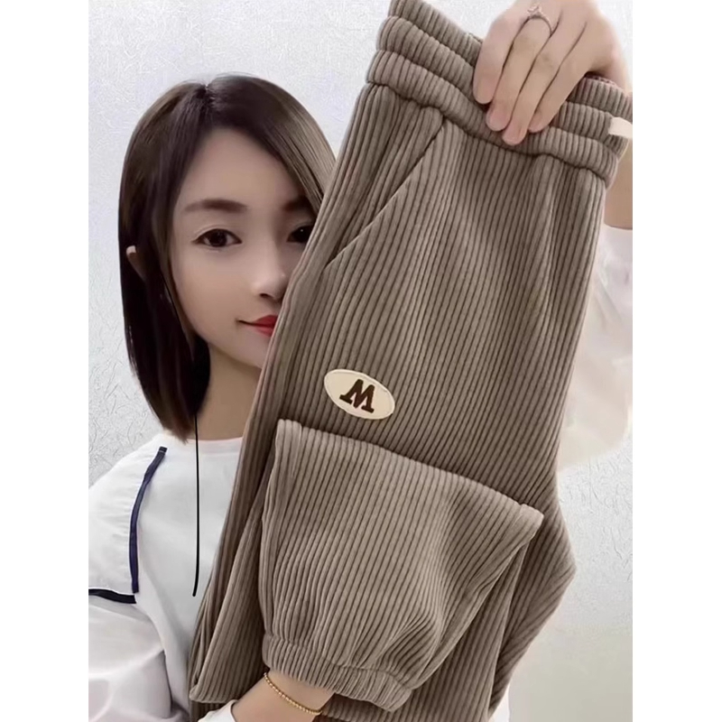 秋冬显瘦条绒运动时尚加绒哈伦裤