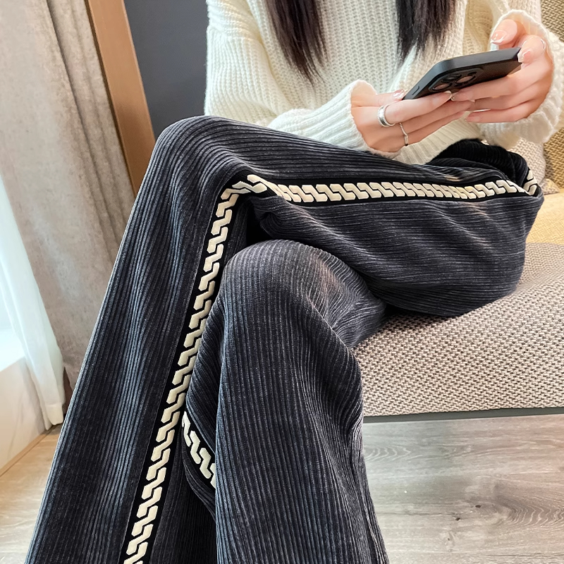 加厚运动外穿保暖休闲直筒卫裤女