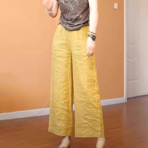 小个子宽松高腰妈妈直筒休闲裤女