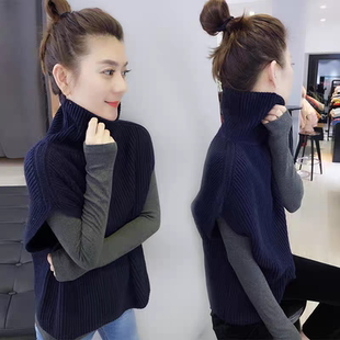 2023秋冬新款女欧洲站欧货潮韩版宽松毛衣背心高领针织马甲女外搭