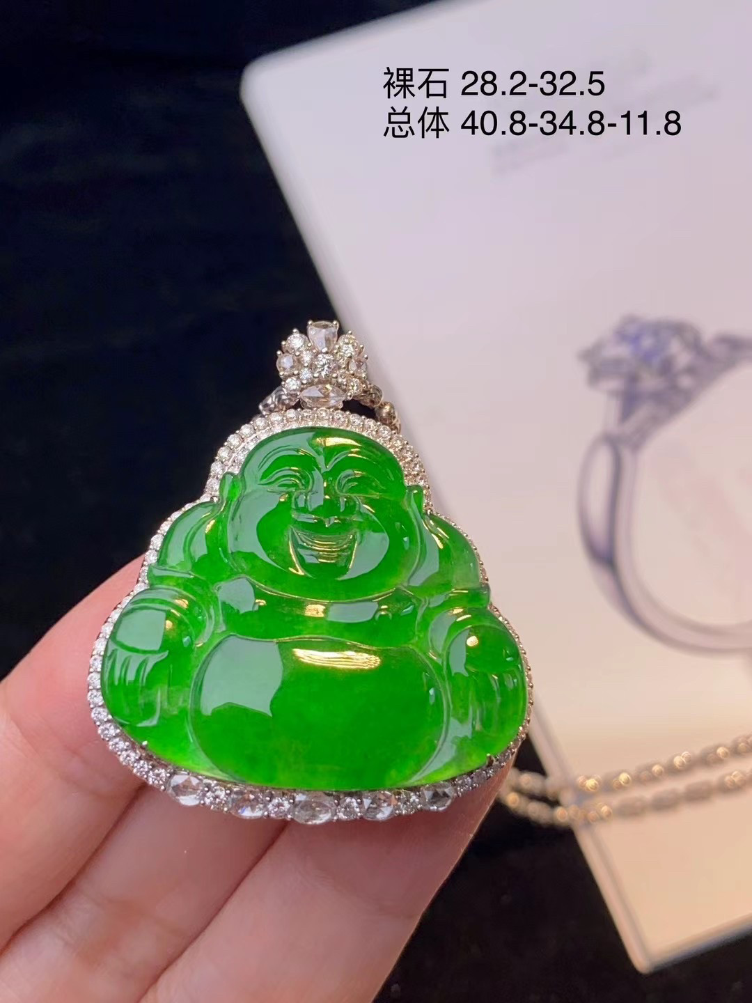 天然a货翡翠玉吊坠老坑高冰种帝王绿佛公吊坠满种佛公玉坠挂件