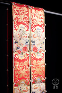 琉鱼汉服 原创凤凰霞帔汉婚配大衫圆领袍仿妆花钉珠红绿华丽国风