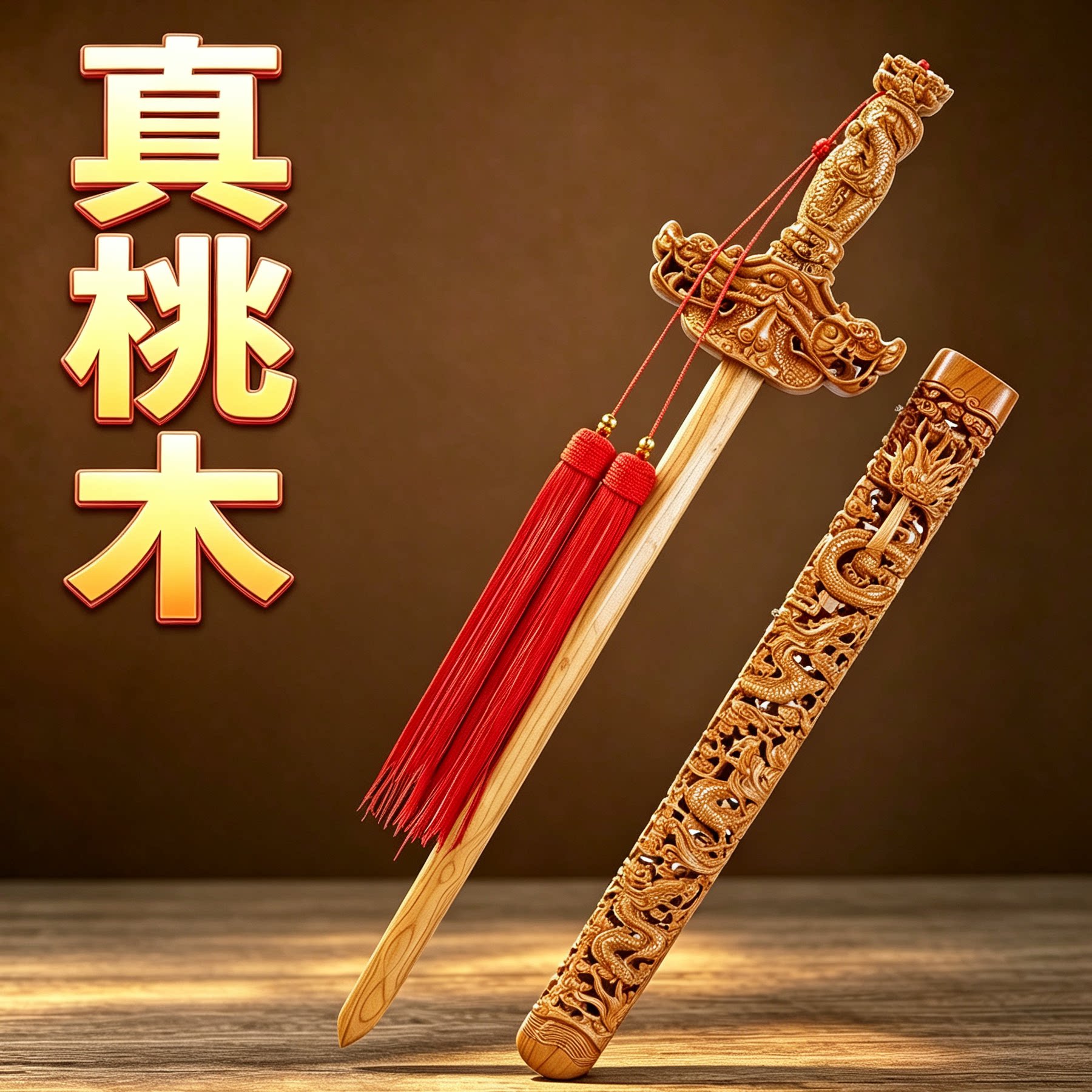 正宗肥城朱砂小孩饰品男女桃木剑图片