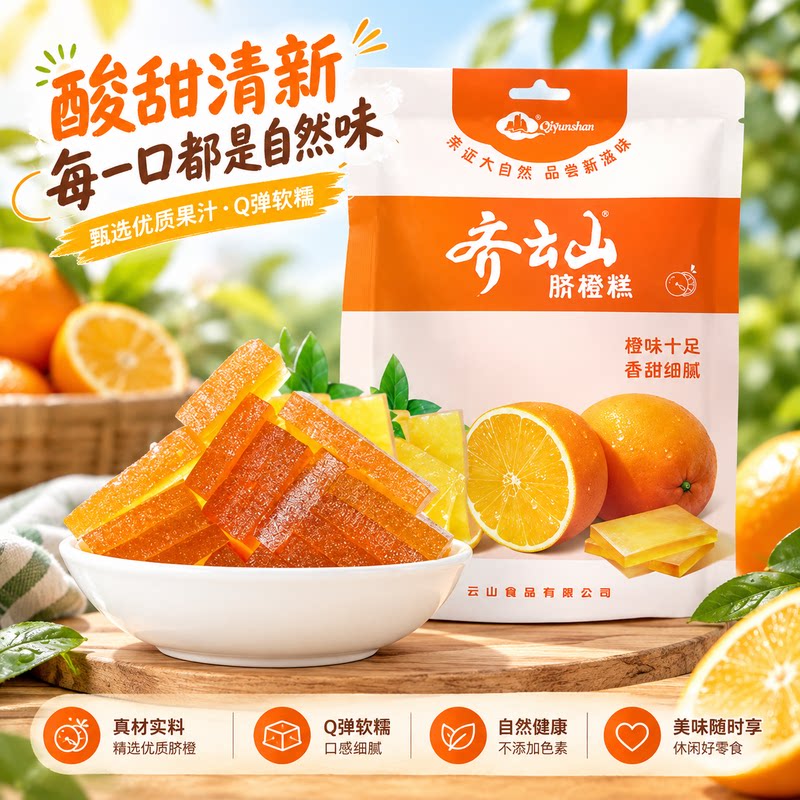 齐云山脐橙糕酸甜果糕 Q弹软糯无色素儿童老人休闲赣南橙子糕零食