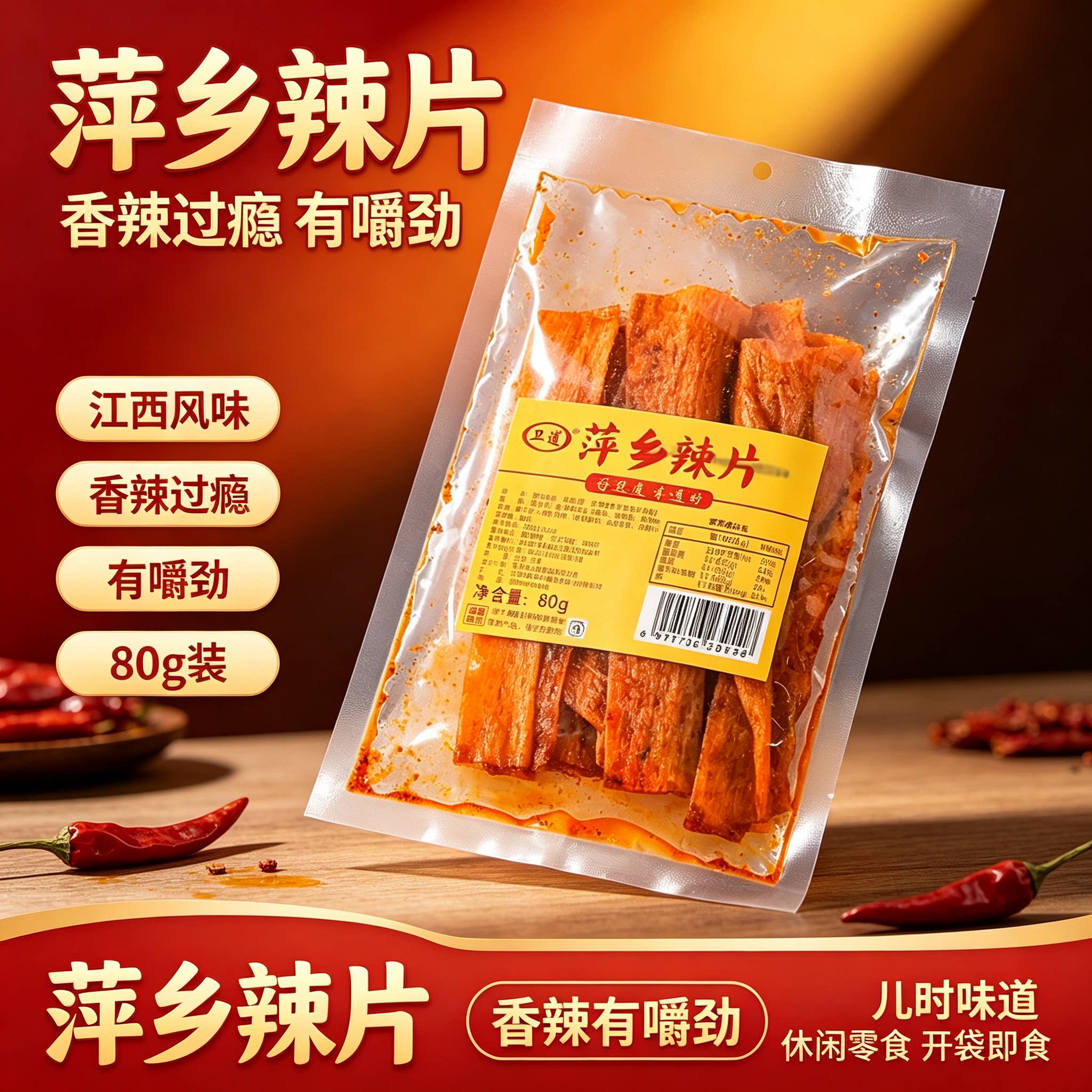 卫道萍乡辣片80g袋装江西特产