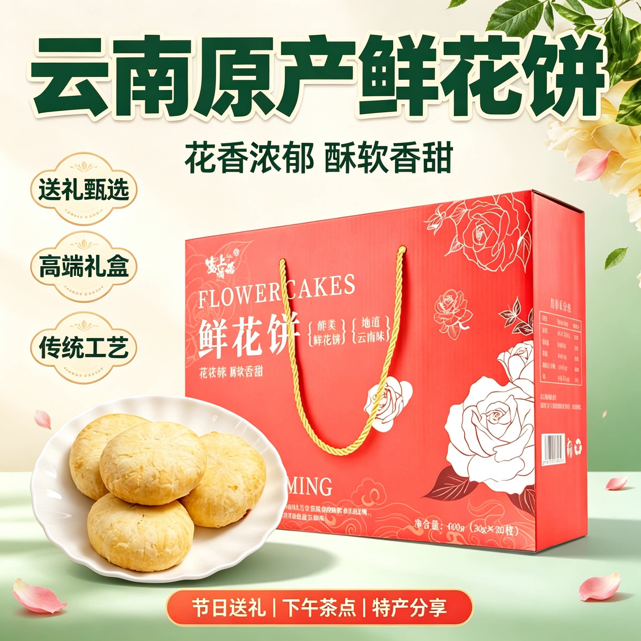 塞上烟雨云南原产鲜花饼600g