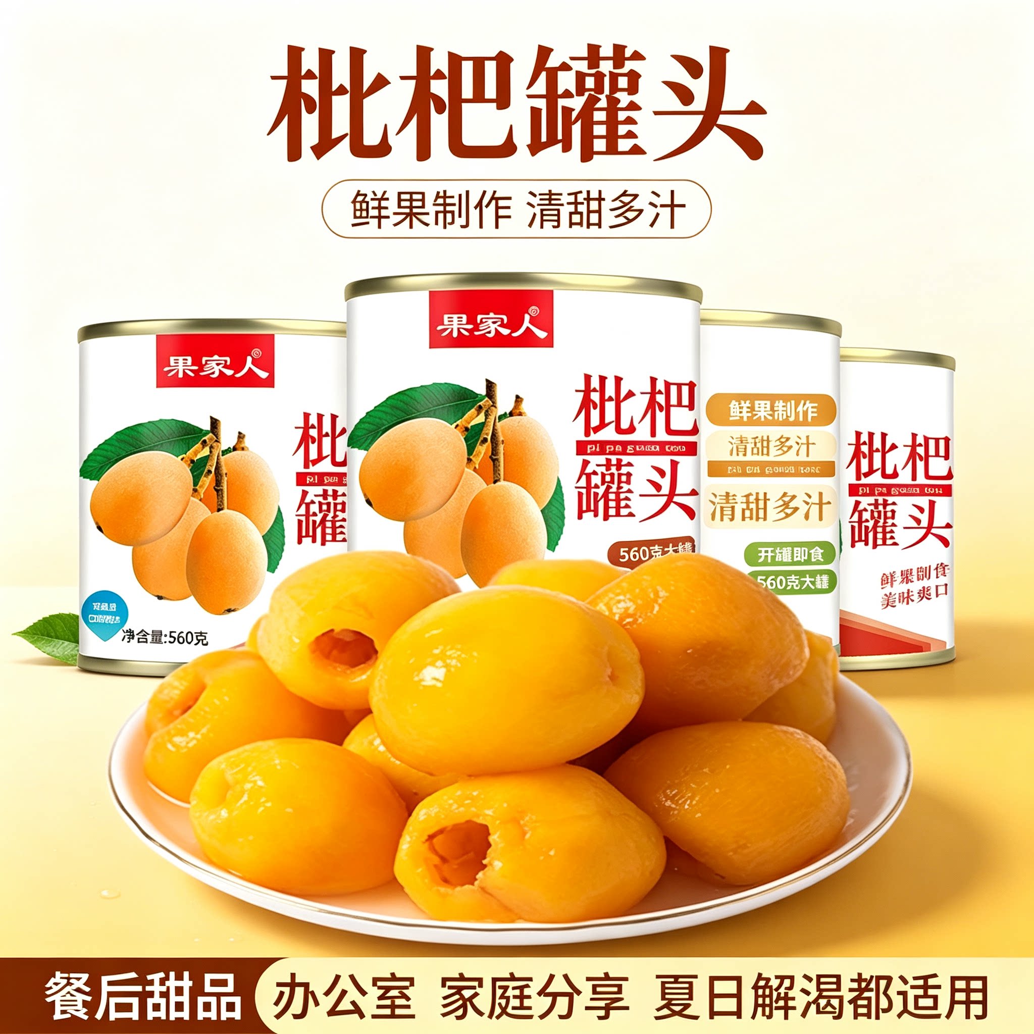 果家人枇杷罐头560g罐装新鲜
