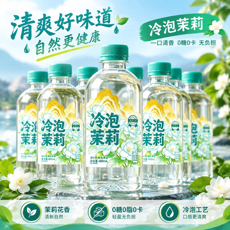零卡冷泡茉莉饮品冷泡工艺清新花香 400ml 瓶装清爽无糖茶饮料