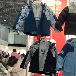 寬松保暖外套6754251C3213 特步兒童男小童羽絨內膽兩件套2025冬季