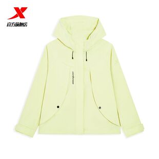 特步外套女款双层风衣2026春新款防泼水连帽运动外套974128150503
