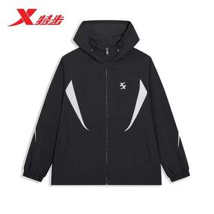 特步冲锋衣男款外套2026春季新款撞色连帽双层风衣974129150240
