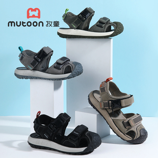 牧童童鞋夏季款男童侧面旋转钮扣包头防踢防滑底粗犷风休闲凉鞋