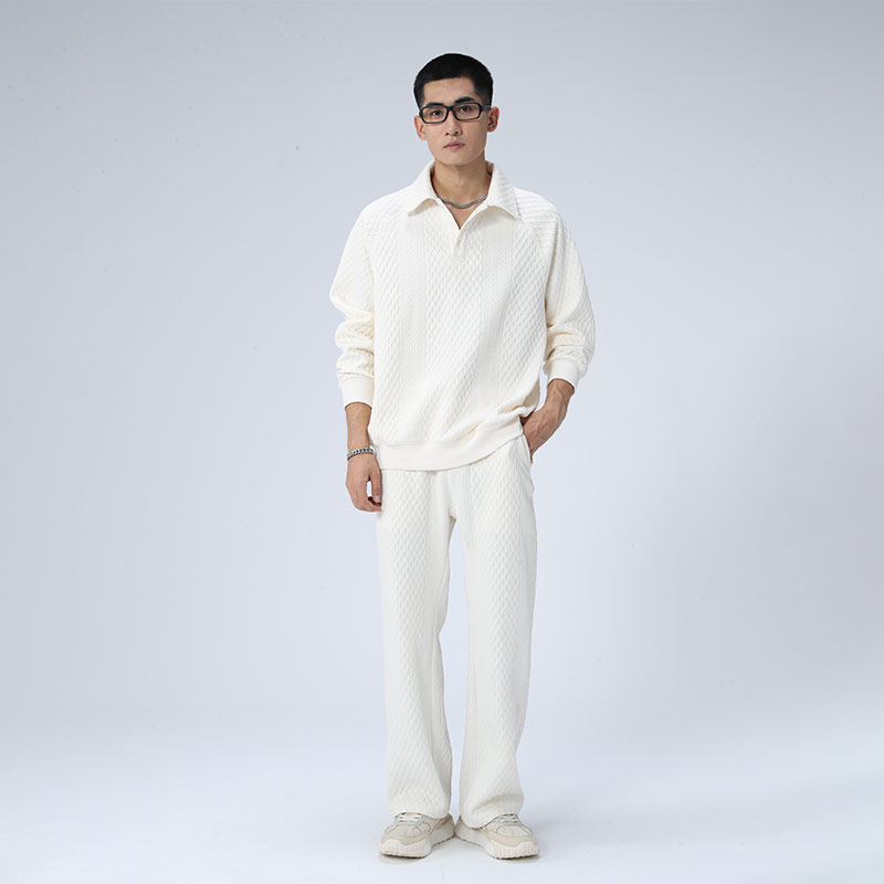 2025新款针织翻领长袖卫衣两件套