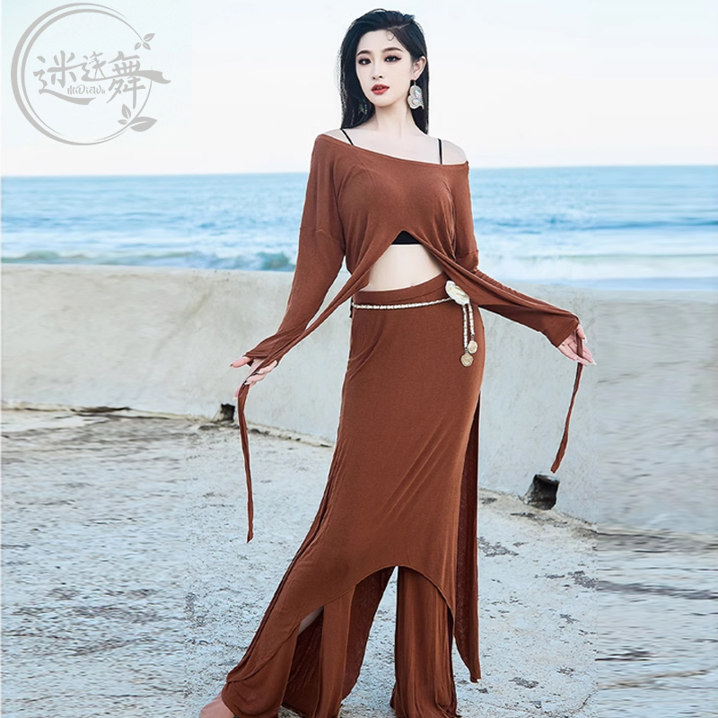 迷迭舞原创肚皮舞服装秋冬新款保暖长袖裙裤子练功服舞蹈表演服装