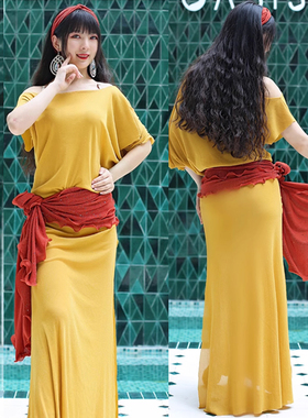 肚皮舞服装女练功服2023春新款baladi袍子民俗表演出服东方舞蹈服