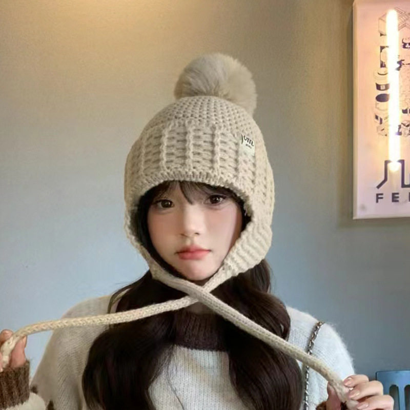 秋冬季毛球保暖毛线帽女防寒显脸小护耳帽可爱百搭骑行针织帽子男,服饰配件/皮带/帽子/围巾,帽子,淘宝优惠券,粉丝福利购,淘宝优惠卷