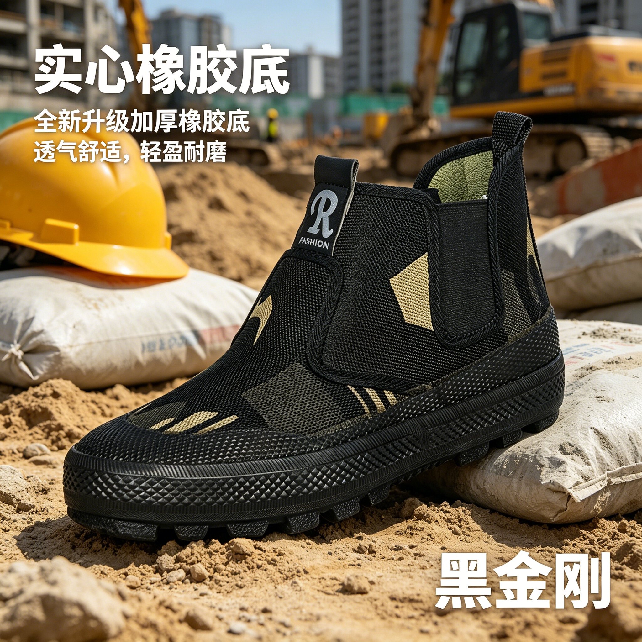 新款黑金刚一脚蹬劳保鞋