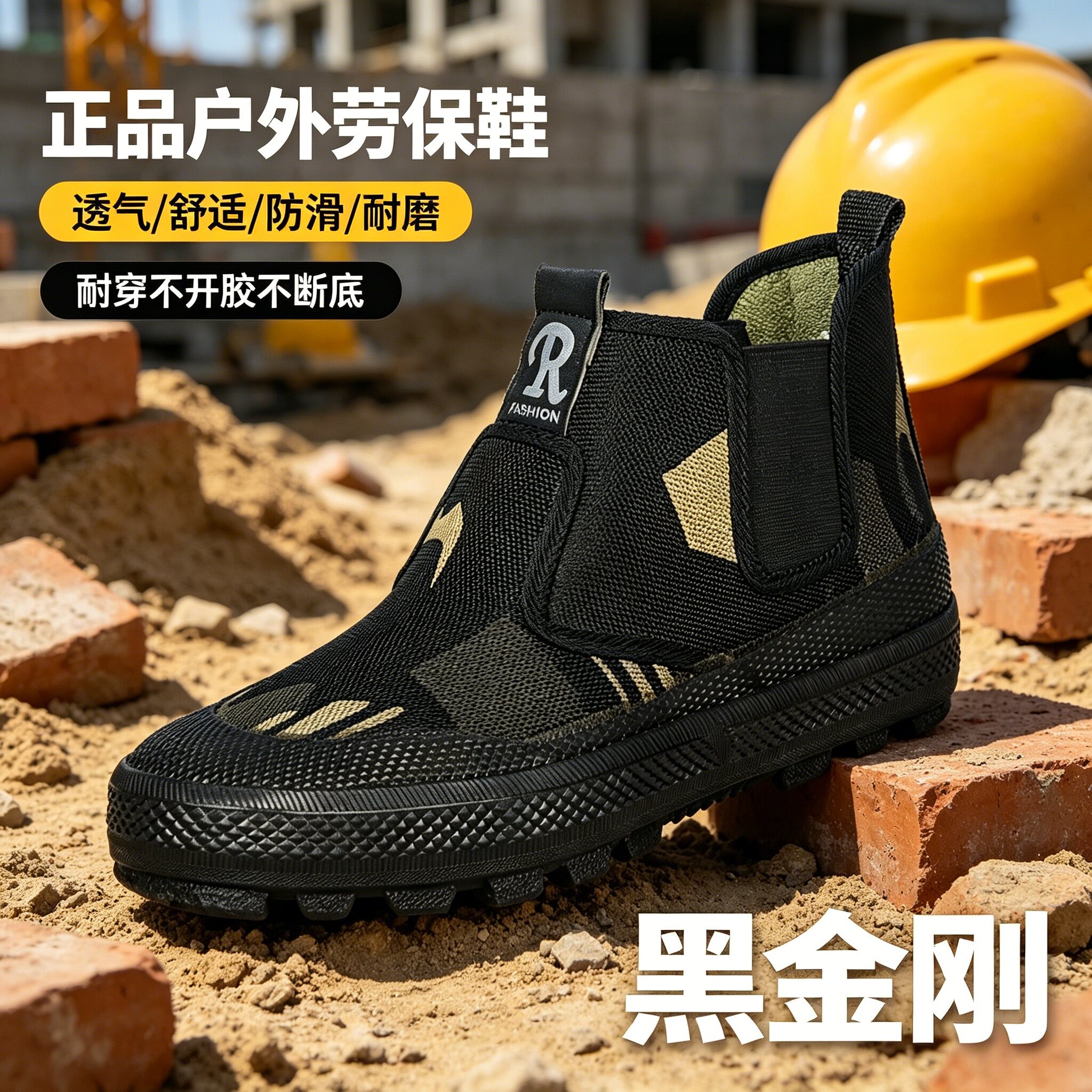 【正品】解放鞋户外一脚蹬男女防滑耐磨高帮迷彩鞋工地建筑劳保鞋