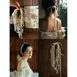 森系超仙铃兰花朵复古新娘兰花流苏中式发饰古风发夹高级配饰头饰