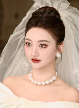 仿珍珠串珠圆珠链女性大气超仙美