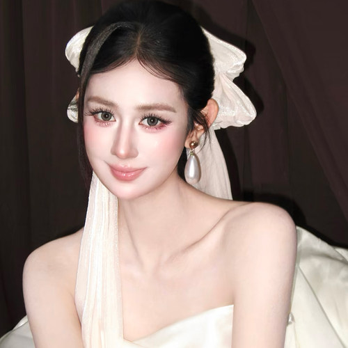 韩系褶皱蝴蝶结飘带发夹新娘