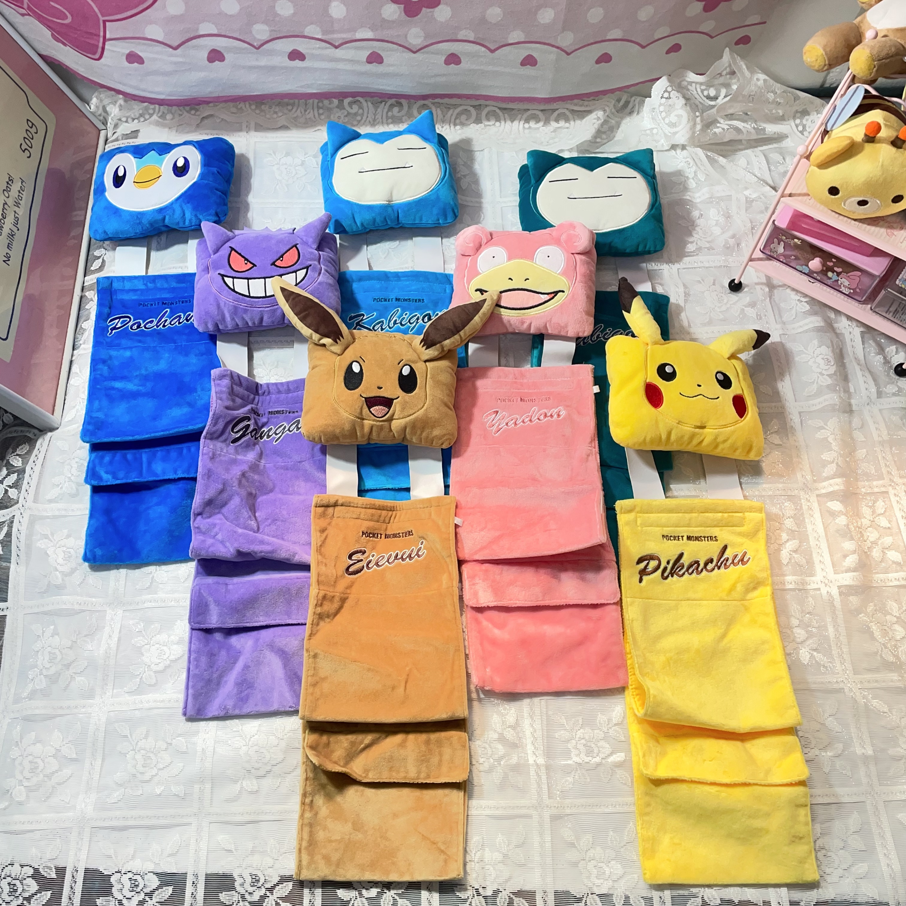 日单卡通神奇宝贝皮卡丘呆呆兽耿鬼毛绒玩具立体卫生间卷纸套收纳