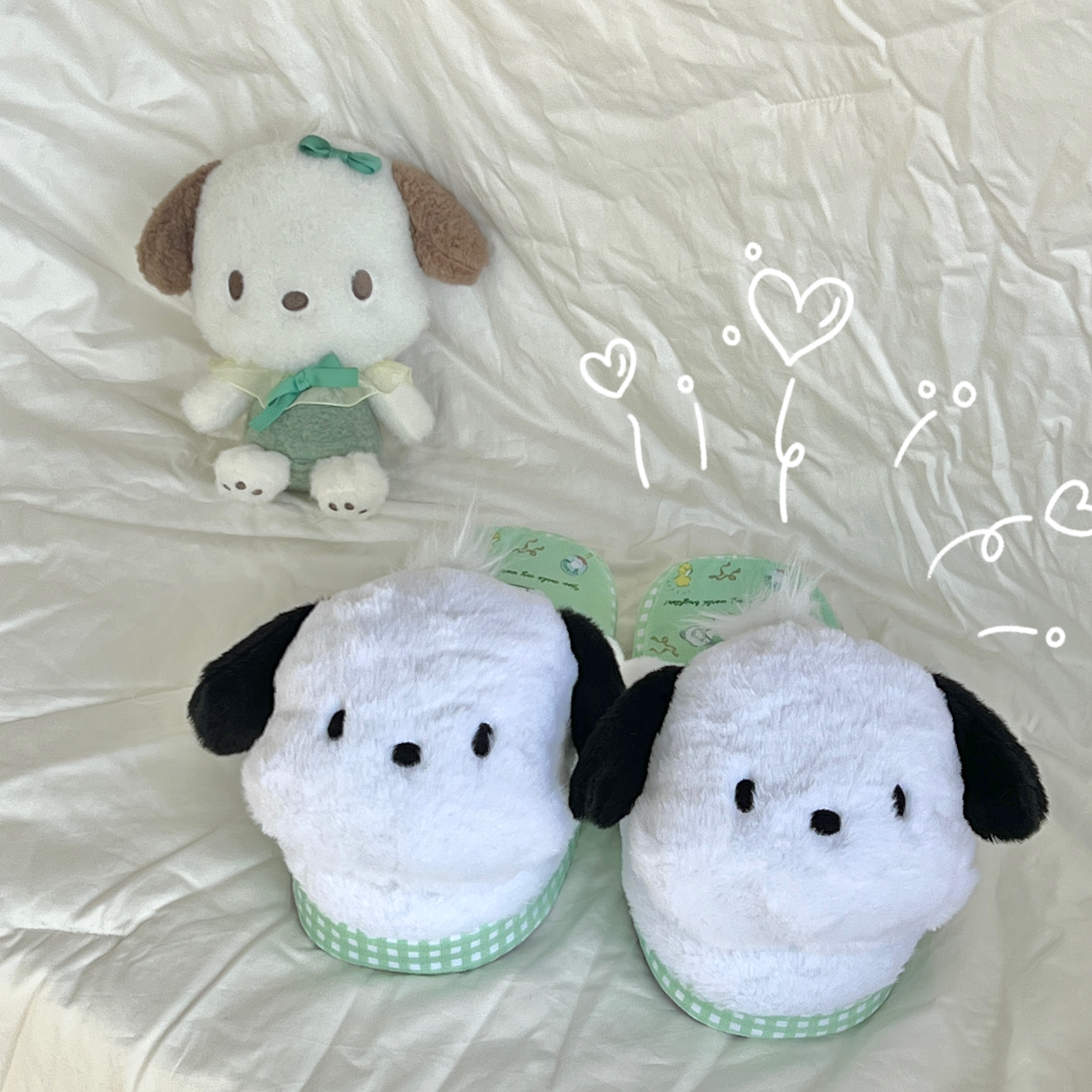 日系ins卡通可爱软萌天使三丽鸥3D立体帕恰狗小帕棉棉拖鞋防滑版