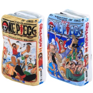 现货日本限定海贼王路飞索隆BASE开合式 书本毛绒抱枕